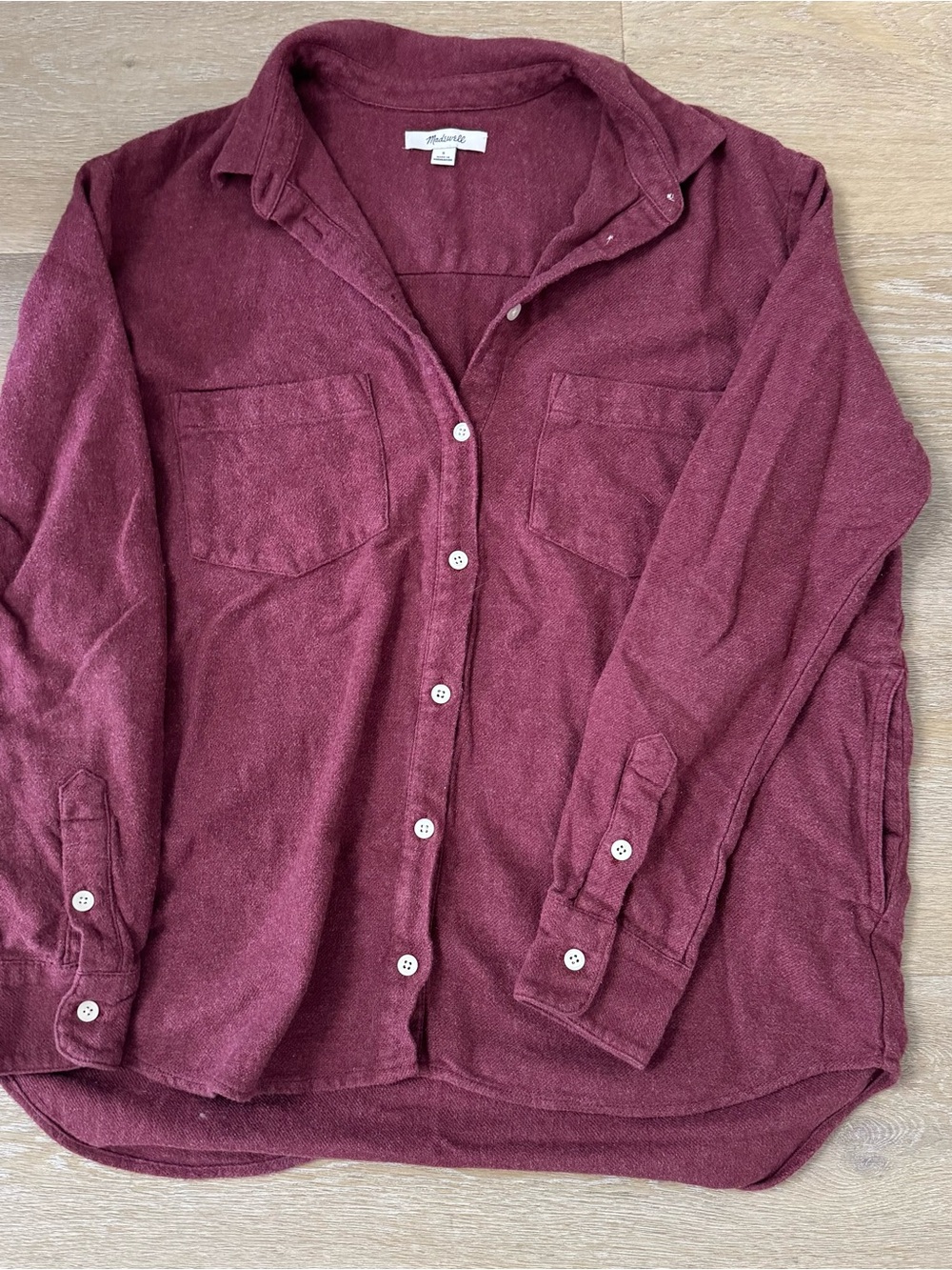 Madewell Burgundy Cotton Button-Down Shirt - Picture 2 of 7